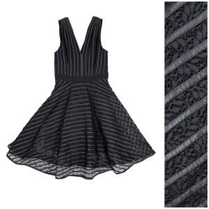 Yoana Baraschi Leather Lace Fit Flare Dress Sz 10 Black Sleeveless Party NWT
